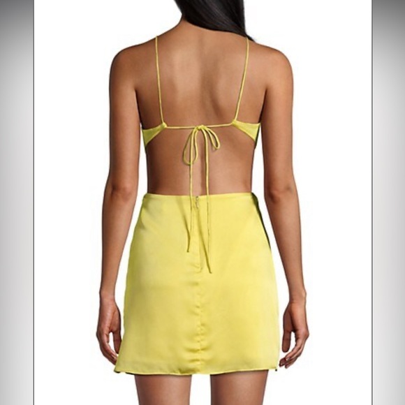 Demeter Cut-Out Knotted Minidress by Frame and Partners in yellow - Picture 3 of 7